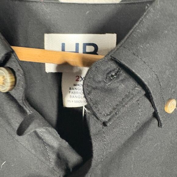 NEW! HB Harbor Bay Short Sleeve Button Up Shirt Casual Black - 2XL - Picture 4 of 5